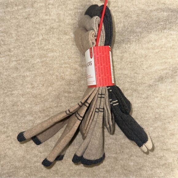 MK Men’s 3 pack Taupe Heather Gray Tan Ivory Cotton Blend Dress Crew Socks - Picture 10 of 10